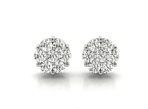 Seven-Stone Diamond Cluster Earrings - Image 2